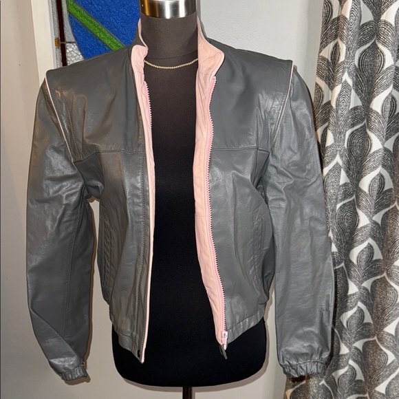 Wilsons Leather Jackets & Blazers - Wilson’s Leather Vintage Gray & Pink Bomber Jacket